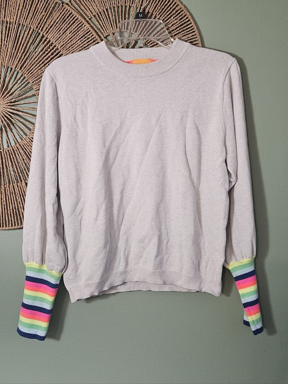 Wispr Bubble Rainbow Sleeve Crew Neck Silk Blend Sweatet